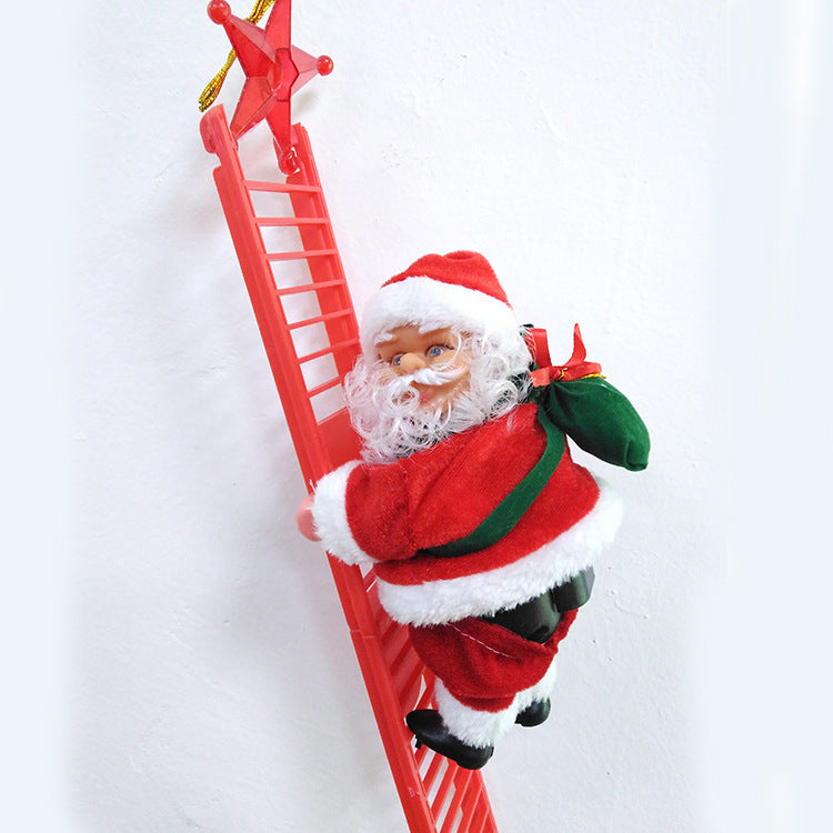 KlĂ€ttrande tomte - Juldekoration pĂ„ stege eller snöređ