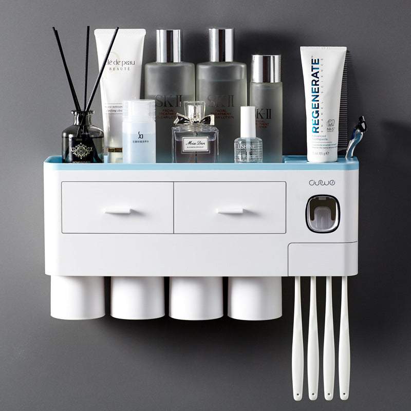 Väggmonterad Tandborsthållare – Hålfri Installation & Magnetsugkopp (2–4 Muggar)