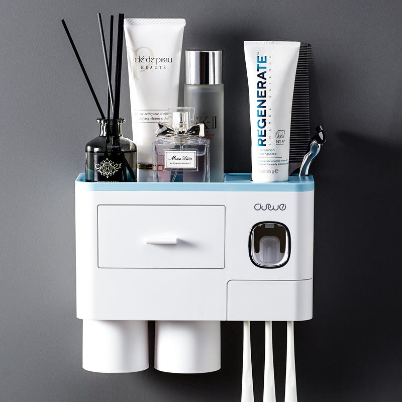 Väggmonterad Tandborsthållare – Hålfri Installation & Magnetsugkopp (2–4 Muggar)