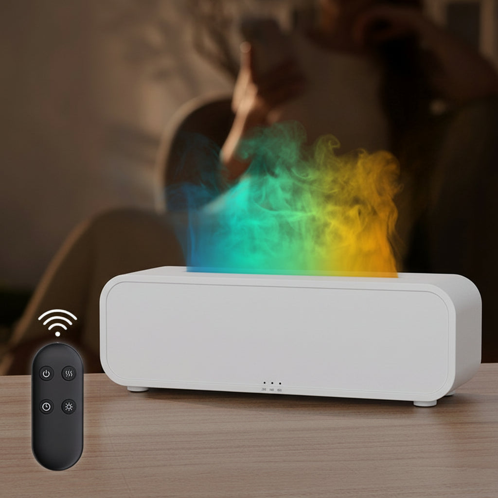 Flame Diffuser & Luftfuktare med Ljudreaktivt Ljus & Fjärrkontroll