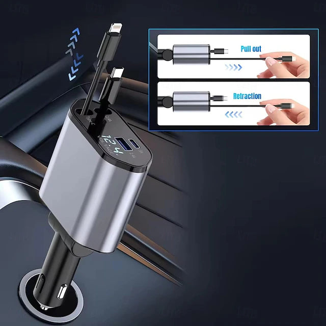 4-i-1 Billaddare 120W - Snabbladdning & infällbara kablar